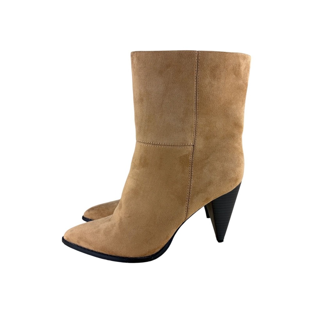 Forever 21 Faux Suede Pointed Toe Cone Heel Ankle Boots Tan Size 10